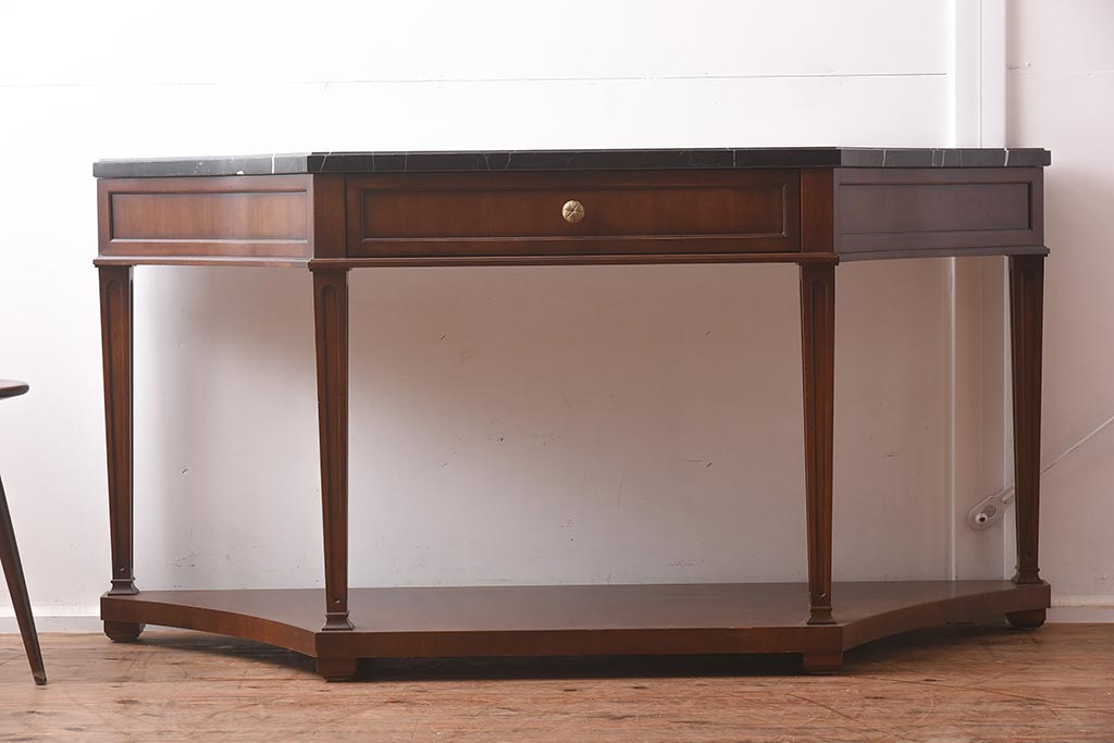 展示品　IDC大塚家具　Baker(ベイカー社)　B8000-21-122　天板大理石　サーバー(コンソールテーブル)(定価約148万円)(R-041833)
