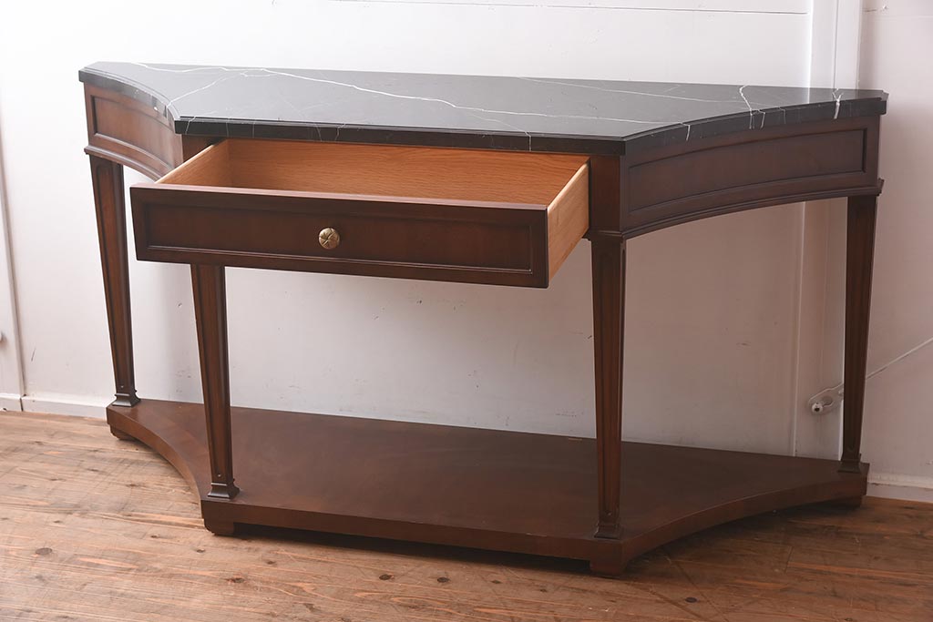 展示品　IDC大塚家具　Baker(ベイカー社)　B8000-21-122　天板大理石　サーバー(コンソールテーブル)(定価約148万円)(R-041833)