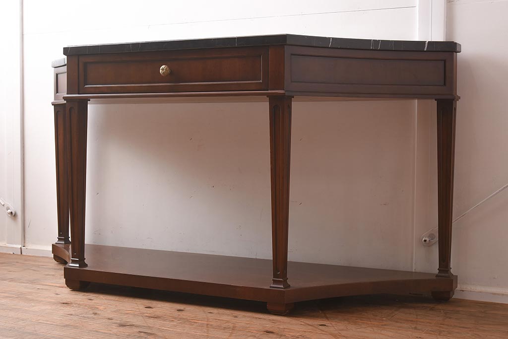 展示品　IDC大塚家具　Baker(ベイカー社)　B8000-21-122　天板大理石　サーバー(コンソールテーブル)(定価約148万円)(R-041833)