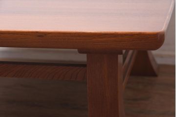 在庫未使用品　IDC大塚家具　藤沢木工　江戸小紋　角けり　90　楡無垢材　座卓(ローテーブル)(定価約17万円)(R-041838)