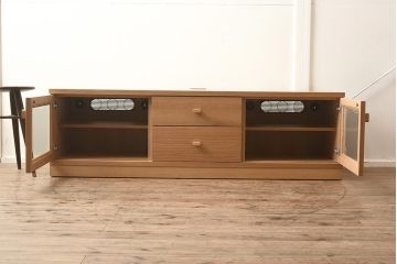 在庫未使用品　IDC大塚家具　アーリー・タイムスアルファ　エレール150F　杢取っ手のテレビ台(TVボード、ローボード)(定価約22万円)(R-041861)