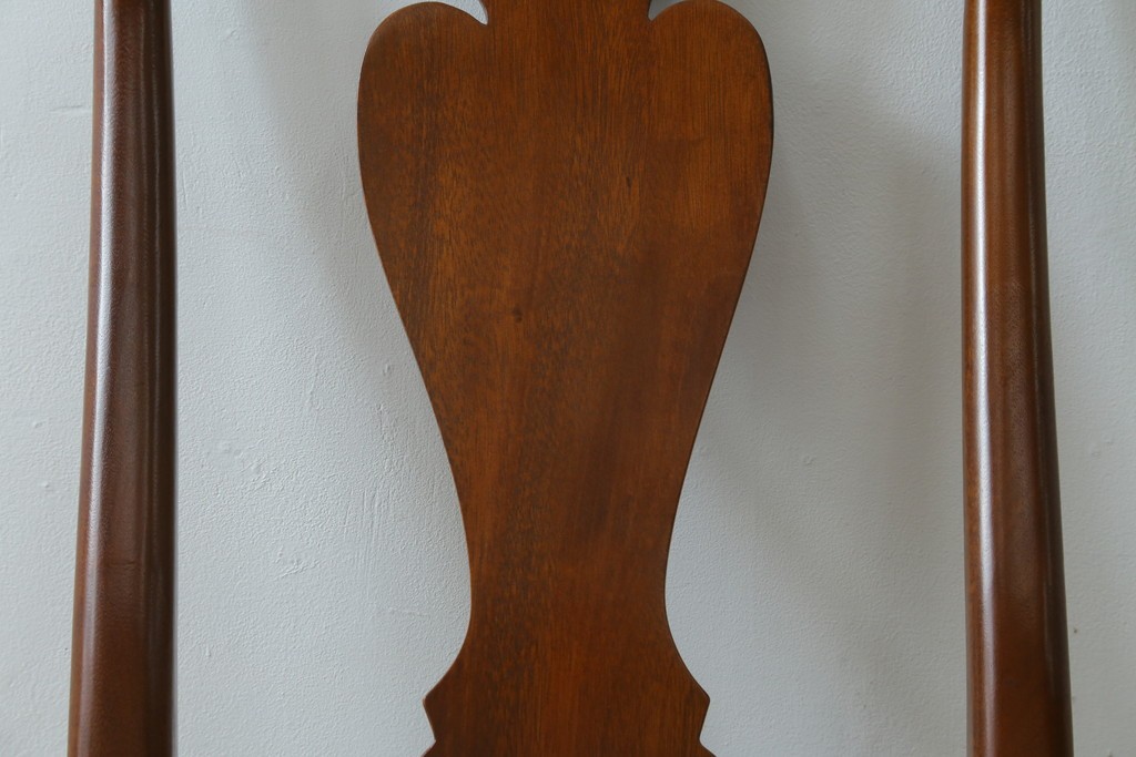 中古　IDC大塚家具　ヒッコリーチェア社(HICKORY CHAIR)　マホガニー材　805-02　ブルーのギンガムチェックが愛らしいチェア　定価約10万円　(R-041865)
