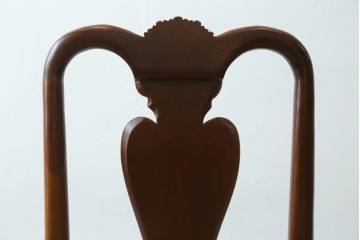 中古　IDC大塚家具　ヒッコリーチェア社(HICKORY CHAIR)　マホガニー材　805-02　ブルーのギンガムチェックが愛らしいチェア　定価約10万円　(R-041865)