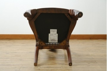 中古　IDC大塚家具　ヒッコリーチェア社(HICKORY CHAIR)　マホガニー材　805-02　ブルーのギンガムチェックが愛らしいチェア　定価約10万円　(R-041865)