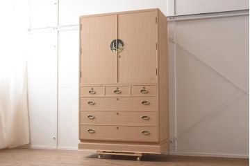 展示品　IDC大塚家具　家具のカネトク　3.6尺　下6大洋すみ丸　桐タンス(衣装箪笥、着物箪笥、桐箪笥、桐たんす)(定価約100万円)(R-041892)