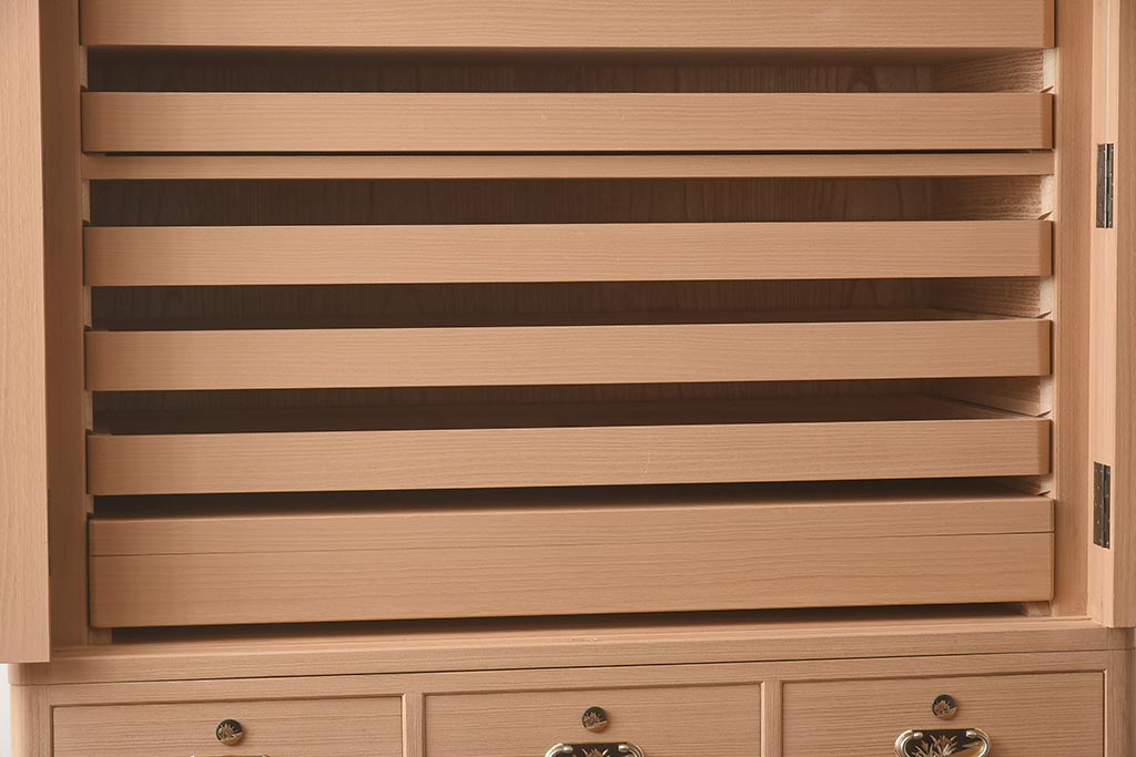 展示品　IDC大塚家具　家具のカネトク　3.6尺　下6大洋すみ丸　桐タンス(衣装箪笥、着物箪笥、桐箪笥、桐たんす)(定価約100万円)(R-041892)