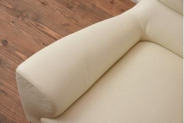 展示品　IDC大塚家具　LINLEY(リンレイ)　アストネット　革ホワイト　アームチェア(一人掛けソファ、1人掛け)(定価約90万円)(R-041905)