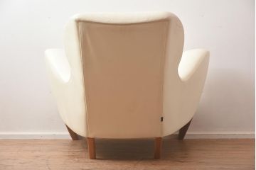 展示品　IDC大塚家具　LINLEY(リンレイ)　アストネット　革ホワイト　アームチェア(一人掛けソファ、1人掛け)(定価約90万円)(R-041905)