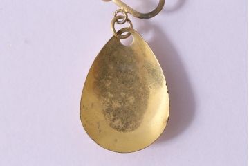 ヴィンテージ　しずく型　プレート型押し　アンティークゴールド　イヤリング(アクセサリー、ビンテージ)(R-041910)