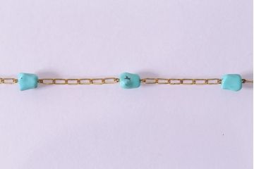 ヴィンテージ　BURMA　ターコーイズ　ゴールドに青い石がよく映えるチョーカー(ネックレス、ペンダント、アクセサリー、ビンテージ)(R-041916)