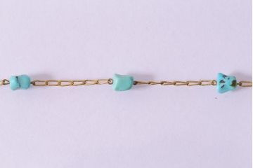 ヴィンテージ　BURMA　ターコーイズ　ゴールドに青い石がよく映えるチョーカー(ネックレス、ペンダント、アクセサリー、ビンテージ)(R-041916)