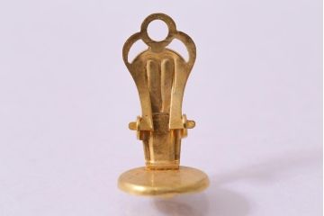 ヴィンテージ　昭和期　黒とゴールドのカラーが大人っぽい丸型イヤリング(アクセサリー、ビンテージ)(R-041934)