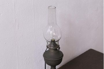 アンティーク照明　昭和初期　オイルランプリメイク　使いこまれた質感が味わい深いテーブルランプ(スタンドライト、卓上照明)(R-041939)