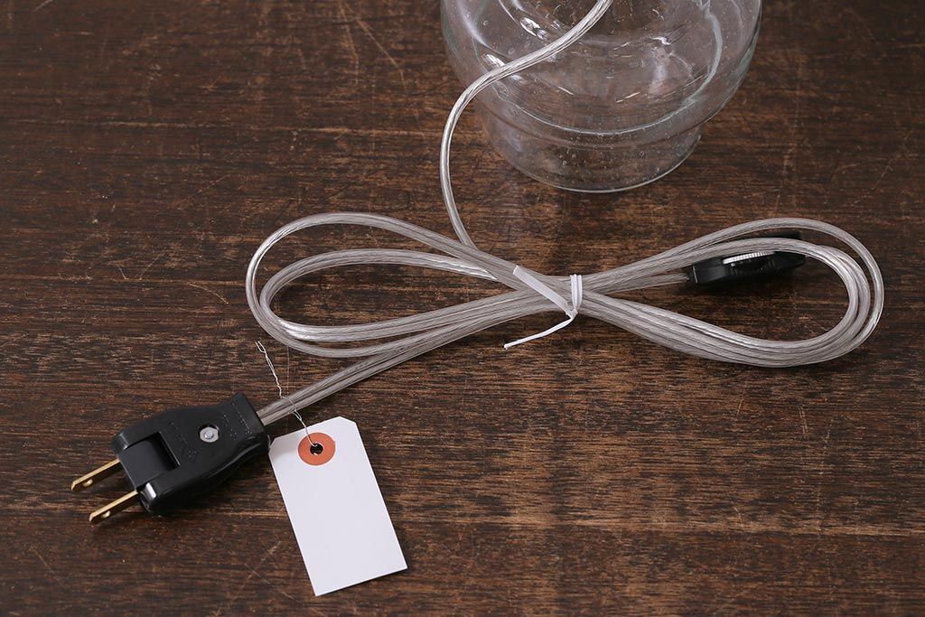 アンティーク照明　昭和初期　オイルランプリメイク　気泡ガラスが趣のある空間を演出するレトロなテーブルランプ(スタンドライト、卓上照明)(R-041941)