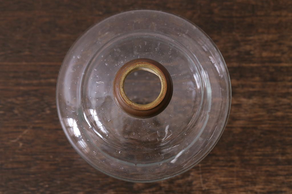 アンティーク照明　昭和初期　オイルランプリメイク　気泡ガラスが趣のある空間を演出するレトロなテーブルランプ(スタンドライト、卓上照明)(R-041941)