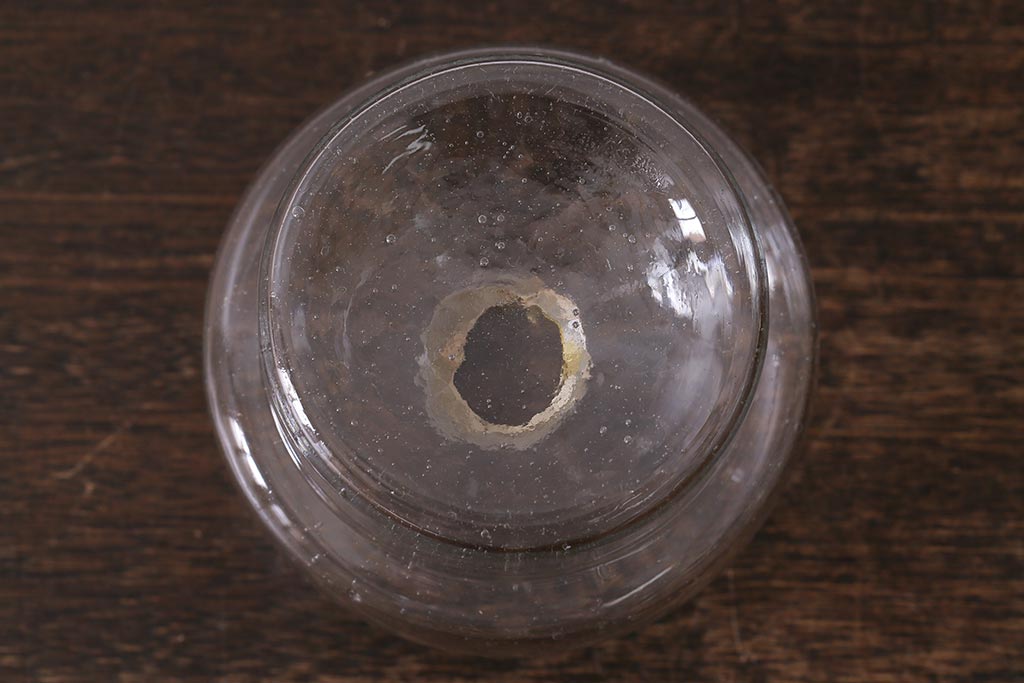 アンティーク照明　昭和初期　オイルランプリメイク　気泡ガラスが趣のある空間を演出するレトロなテーブルランプ(スタンドライト、卓上照明)(R-041941)