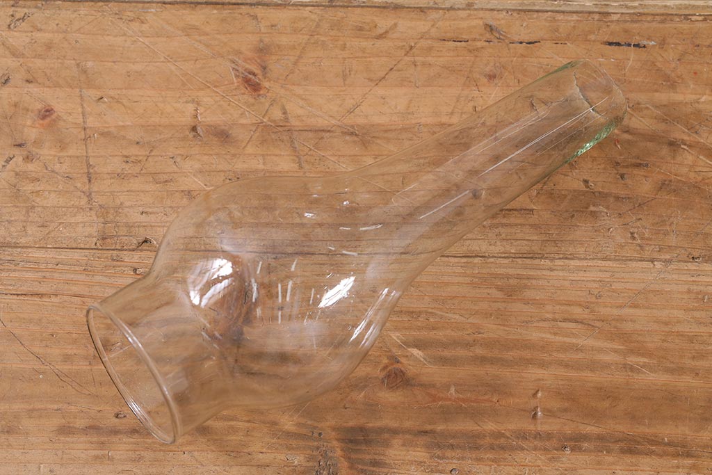 アンティーク照明　昭和初期　オイルランプリメイク　気泡ガラスが趣のある空間を演出するレトロなテーブルランプ(スタンドライト、卓上照明)(R-041942)