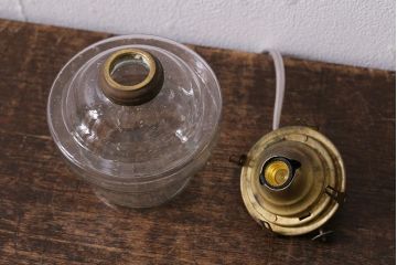 アンティーク照明　昭和初期　オイルランプリメイク　気泡ガラスが趣のある空間を演出するレトロなテーブルランプ(スタンドライト、卓上照明)(R-041942)