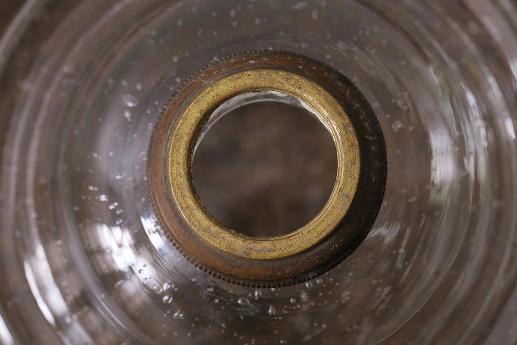 アンティーク照明　昭和初期　オイルランプリメイク　気泡ガラスが趣のある空間を演出するレトロなテーブルランプ(スタンドライト、卓上照明)(R-041942)