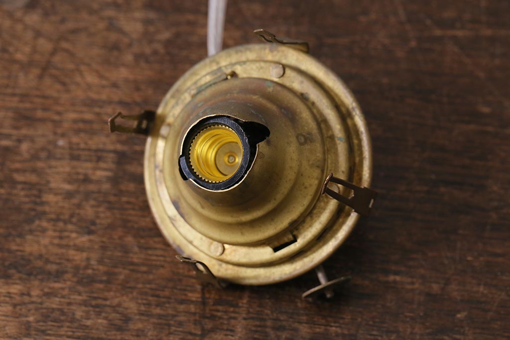 アンティーク照明　昭和初期　オイルランプリメイク　気泡ガラスが趣のある空間を演出するレトロなテーブルランプ(スタンドライト、卓上照明)(R-041942)