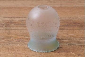 ヴィンテージ照明　フランスビンテージ　フロストガラス　優美なデザインが印象的なガラスシェードのペンダントライト(天井照明、シェード)(R-041945)