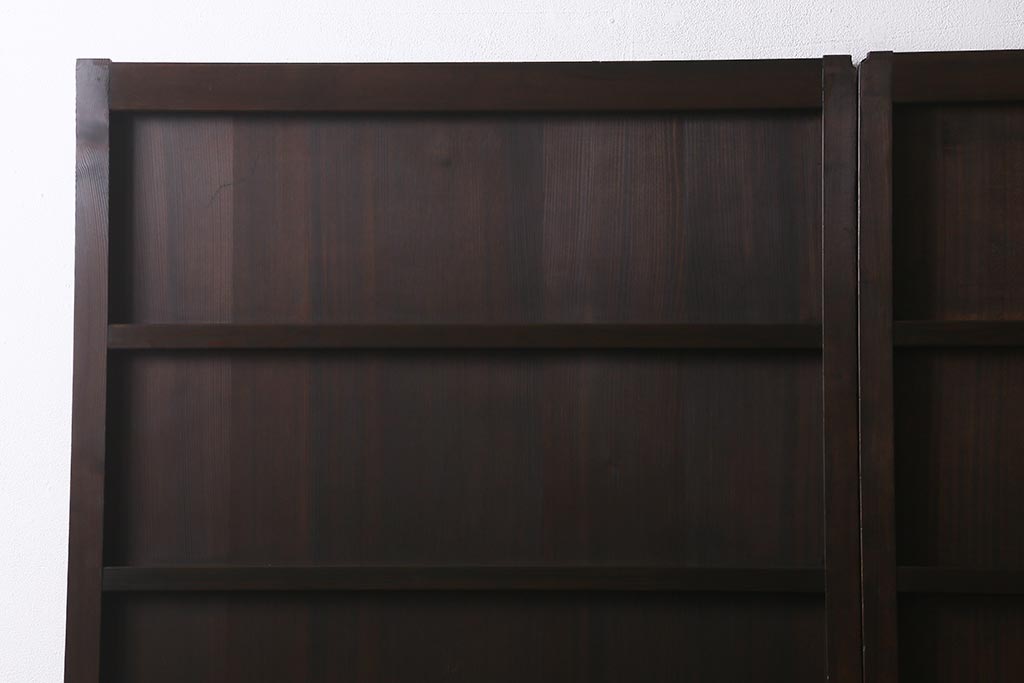 アンティーク建具　和製アンティーク　明治大正期　濃淡のある木の色味が味わい深い板戸2枚セット(帯戸、建具)(R-041946)