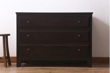 中古　当店リメイク　松本民芸家具　落ち着いた佇まいのシックなローボード(ローチェスト、引き出し)(R-041998)