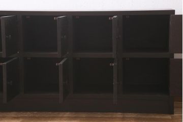 ラフジュ工房オリジナル　古材リメイク　落ち着いた色合いの扉付きマス目棚・右開き(収納棚、ロッカー、下駄箱)(R-042005)