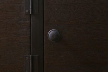 ラフジュ工房オリジナル　古材リメイク　落ち着いた色合いの扉付きマス目棚・右開き(収納棚、ロッカー、下駄箱)(R-042005)