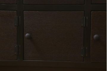 ラフジュ工房オリジナル　古材リメイク　落ち着いた色合いの扉付きマス目棚・右開き(収納棚、ロッカー、下駄箱)(R-042005)