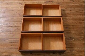 中古　松本民芸家具　小物収納におすすめのスリムな6段チェスト(引き出し、整理タンス)(R-042006)