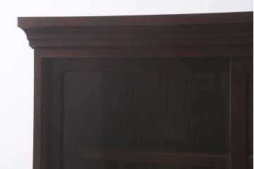 和製アンティーク　昭和初期　楓材　シックな色合いのレトロモダンな重ね戸棚(収納棚、飾り棚、食器棚、カップボード)(R-042010)