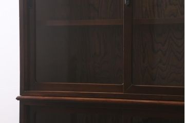 和製アンティーク　昭和初期　楓材　シックな色合いのレトロモダンな重ね戸棚(収納棚、飾り棚、食器棚、カップボード)(R-042010)