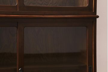 和製アンティーク　昭和初期　楓材　シックな色合いのレトロモダンな重ね戸棚(収納棚、飾り棚、食器棚、カップボード)(R-042010)