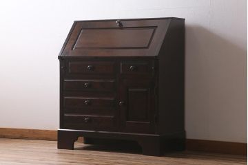 中古　北海道民芸家具　上質な作りが魅力のライティングビューロー(机、引き出し)(定価約34万円)(R-042012)