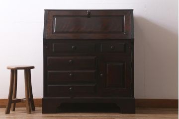 中古　北海道民芸家具　上質な作りが魅力のライティングビューロー(机、引き出し)(定価約34万円)(R-042013)