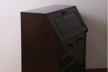 中古　北海道民芸家具　上質な作りが魅力のライティングビューロー(机、引き出し)(定価約34万円)(R-042013)