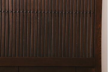 アンティーク建具　明治大正期　総ケヤキ材　丸に桔梗紋　上品な和の空間作りにおすすめの格子蔵戸(引き戸、玄関戸)(R-042014)