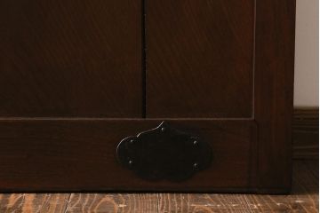 アンティーク建具　明治大正期　総ケヤキ材　丸に桔梗紋　上品な和の空間作りにおすすめの格子蔵戸(引き戸、玄関戸)(R-042014)