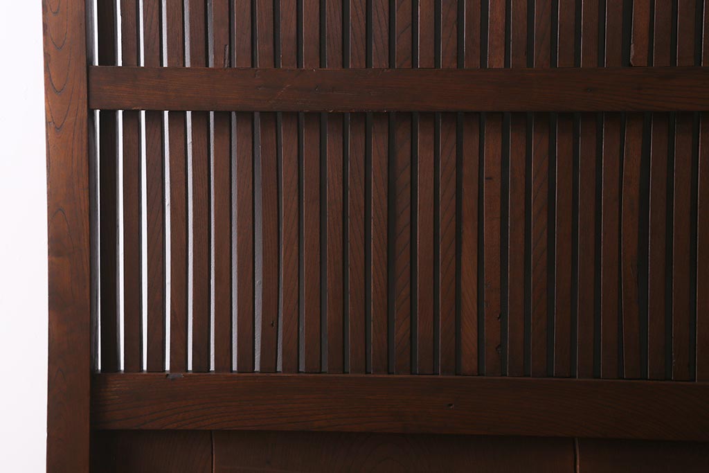 アンティーク建具　明治大正期　総ケヤキ材　丸に桔梗紋　上品な和の空間作りにおすすめの格子蔵戸(引き戸、玄関戸)(R-042014)