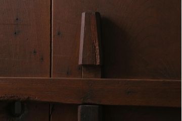 アンティーク建具　明治大正期　総ケヤキ材　丸に桔梗紋　上品な和の空間作りにおすすめの格子蔵戸(引き戸、玄関戸)(R-042014)