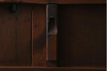 アンティーク建具　明治大正期　総ケヤキ材　丸に桔梗紋　上品な和の空間作りにおすすめの格子蔵戸(引き戸、玄関戸)(R-042014)