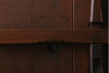 アンティーク建具　明治大正期　総ケヤキ材　丸に桔梗紋　上品な和の空間作りにおすすめの格子蔵戸(引き戸、玄関戸)(R-042014)