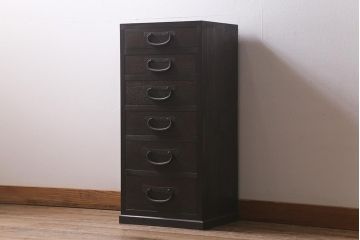 ラフジュ工房オリジナル　古金具リメイク　前板栗材　ヒノキ材　整理整頓にぴったりなサイドチェスト(小物収納、小箪笥、引き出し)(R-042015)