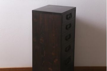ラフジュ工房オリジナル　古金具リメイク　前板栗材　ヒノキ材　整理整頓にぴったりなサイドチェスト(小物収納、小箪笥、引き出し)(R-042015)
