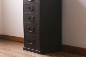 ラフジュ工房オリジナル　古金具リメイク　前板栗材　ヒノキ材　整理整頓にぴったりなサイドチェスト(小物収納、小箪笥、引き出し)(R-042015)