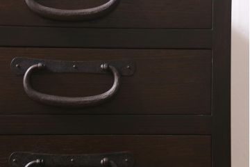 ラフジュ工房オリジナル　古金具リメイク　前板栗材　ヒノキ材　整理整頓にぴったりなサイドチェスト(小物収納、小箪笥、引き出し)(R-042015)