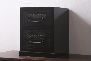 ラフジュ工房オリジナル　古金具リメイク　前板栗材　ヒノキ材　シックな雰囲気漂う小引き出し(小物収納、卓上収納)(R-042016)
