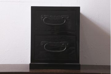 ラフジュ工房オリジナル　古金具リメイク　前板栗材　ヒノキ材　シックな雰囲気漂う小引き出し(小物収納、卓上収納)(R-042016)