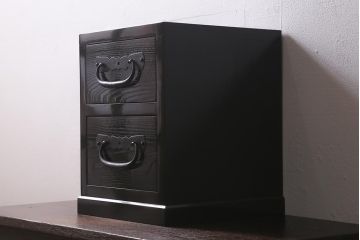ラフジュ工房オリジナル　古金具リメイク　前板栗材　ヒノキ材　シックな雰囲気漂う小引き出し(小物収納、卓上収納)(R-042016)